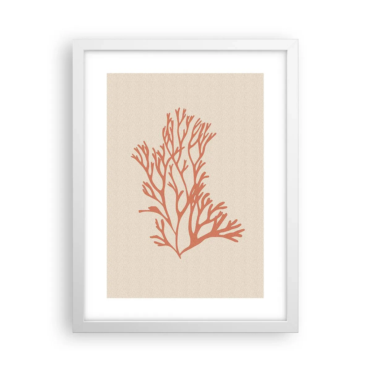 Plakat w białej ramie - Koralowy filigran - 30x40 cm