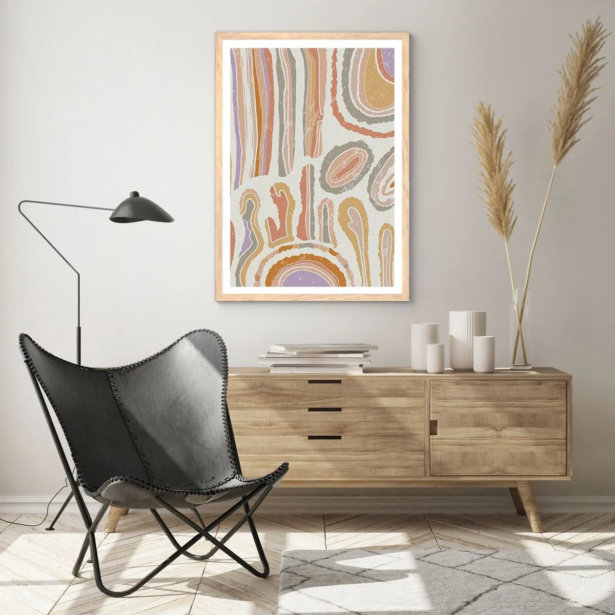 Plakat w ramie jasny dąb - Barwne przekroje - 30x40 cm