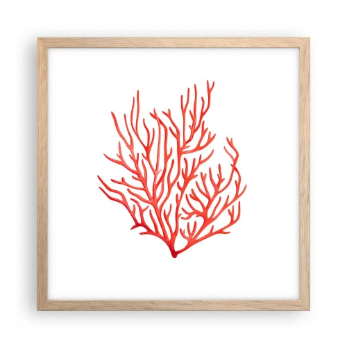 Plakat w ramie jasny dąb - Koralowy filigran - 40x40 cm