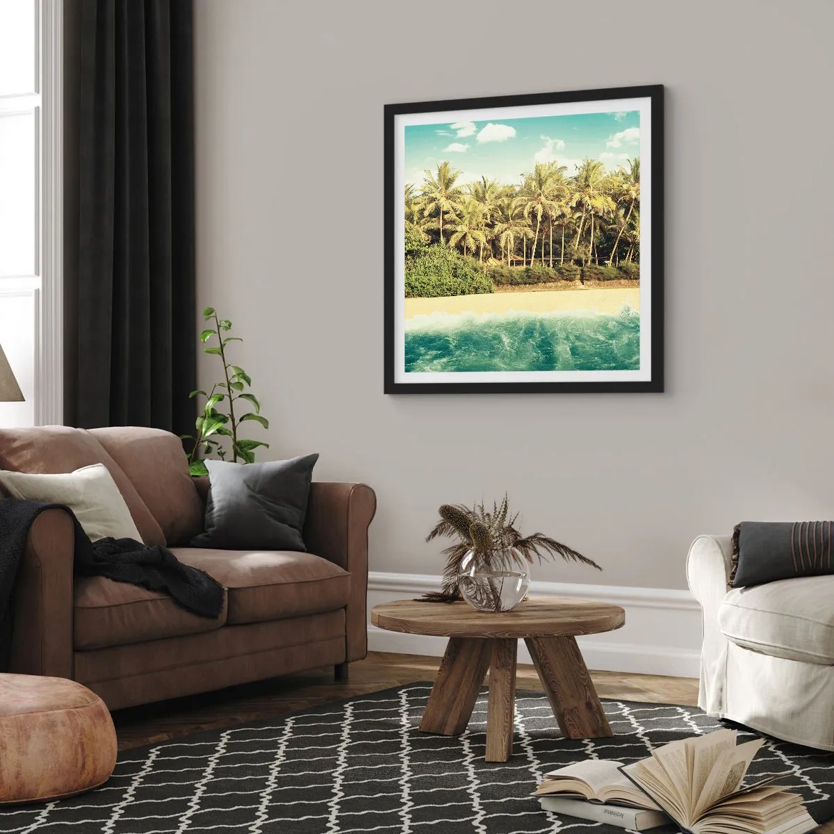 Plakat w czarnej ramie - A może tutaj? - 30x30 cm