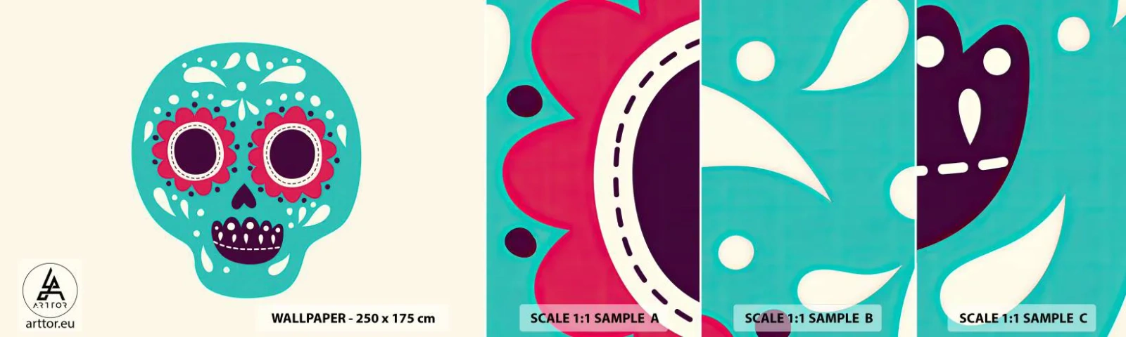 Fototapeta Próbka Samoprzylepna Deluxe Sticker - Życie – zabawa aż do śmierci - Czaszka, Meksyk, Meksykański - 100x30 cm