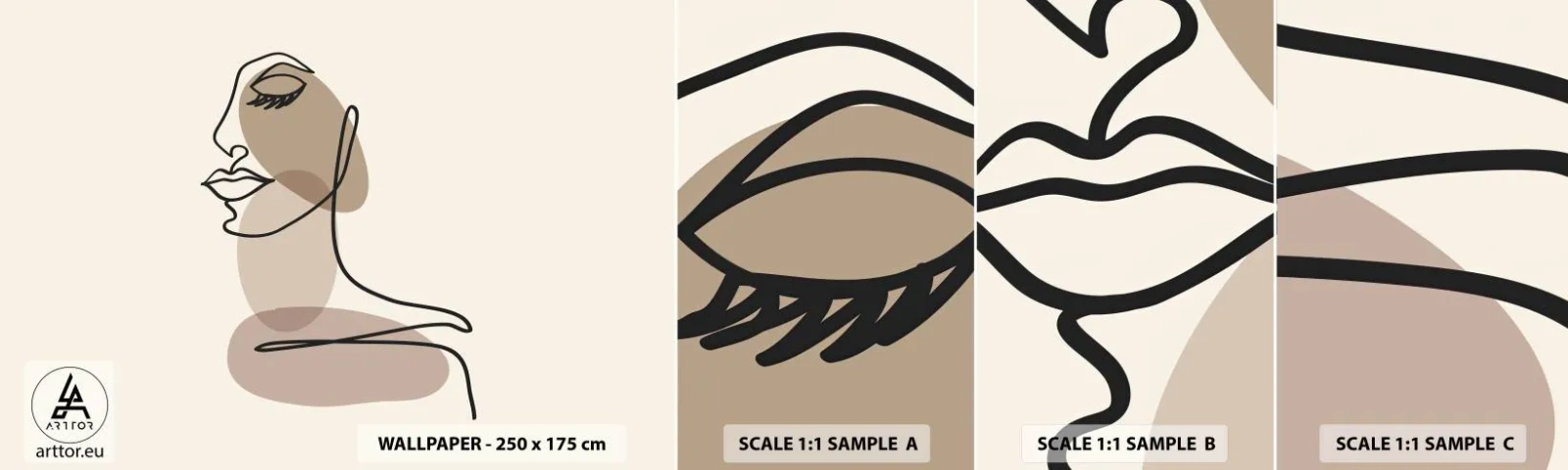 Fototapeta Próbka Standard Eco - Pewna linia piękna - Abstrakcja, Twarz Kobiety, Grafika - 100x30 cm