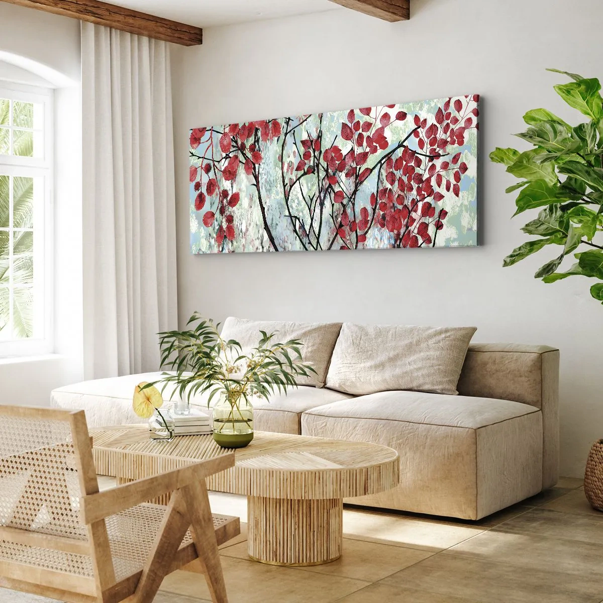 Obraz na płótnie - Drzewo w szkarłacie - 100x40 cm