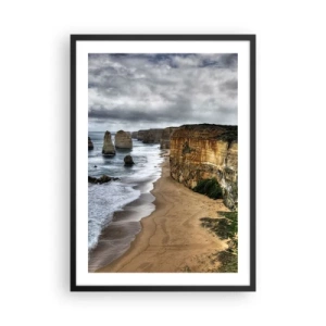 Plakat w czarnej ramie - Malownicze wybrzeże z formacjami skalnymi - 50x70cm - Surowe piękno - Nowoczesna dekoracja ścienna do salonu i sypialni ARTTOR