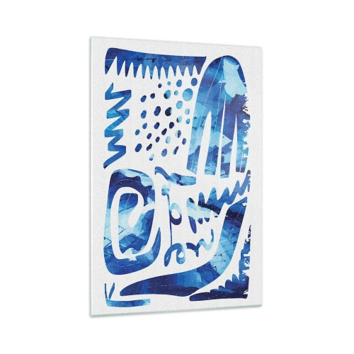Obraz na szkle - Abstrakcyjny wzór w odcieniach niebieskiego - 70x100cm - Powrót do korzeni - Nowoczesna dekoracja ścienna do salonu i sypialni ARTTOR