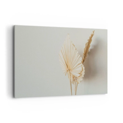 Obraz na płótnie - Suszone liście palmowe w minimalistycznej aranżacji - 120x80cm - Gdy potrzebne ukojenie - Nowoczesna dekoracja ścienna do salonu, kuchni i sypialni ARTTOR