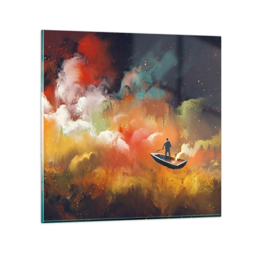 Obraz na szkle - Łodzią przez galaktykę - 50x50 cm