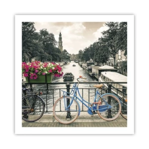 Plakat - Kolory amsterdamskiej ulicy - 60x60 cm