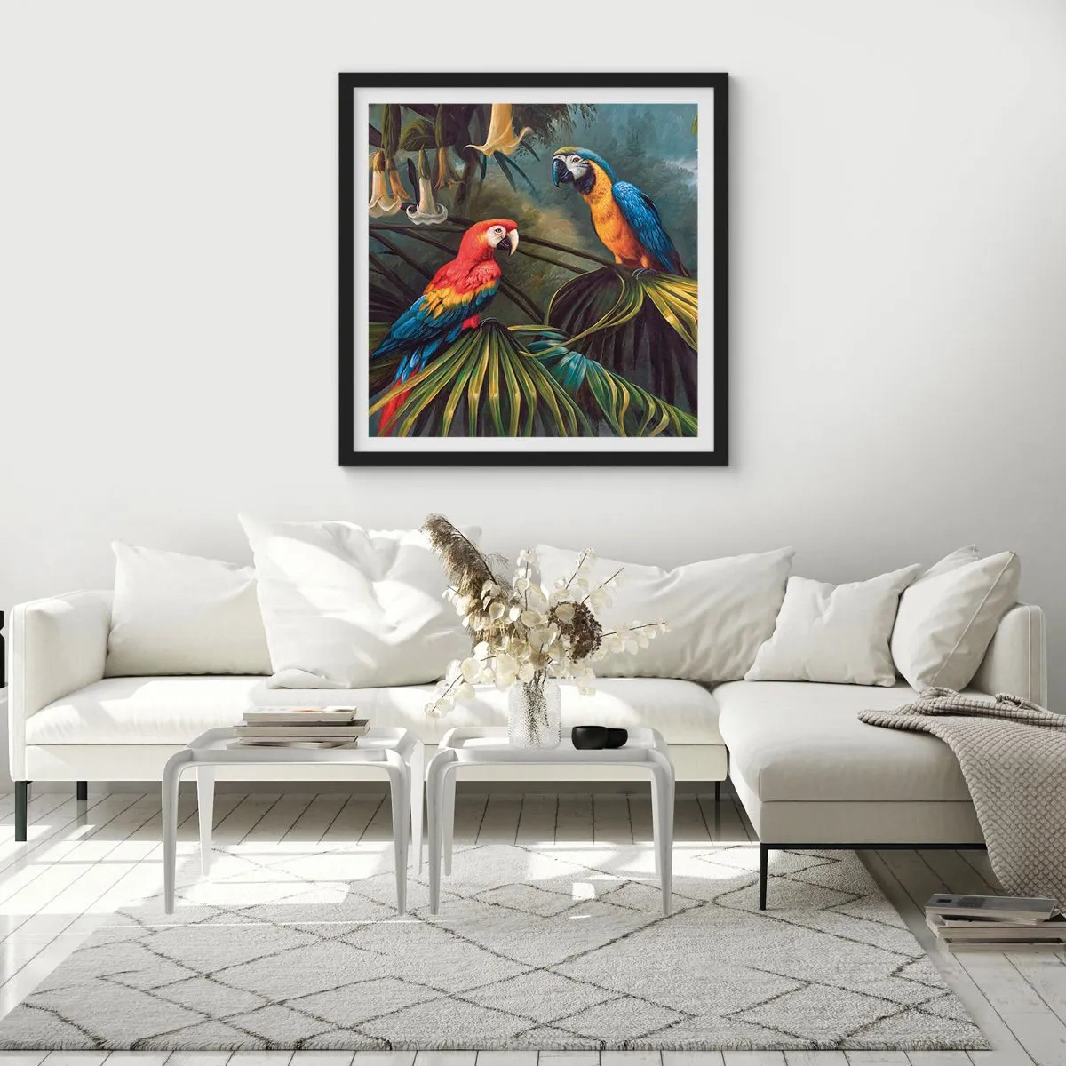 Plakat w czarnej ramie - Romantyzm w tropikach - 30x30 cm