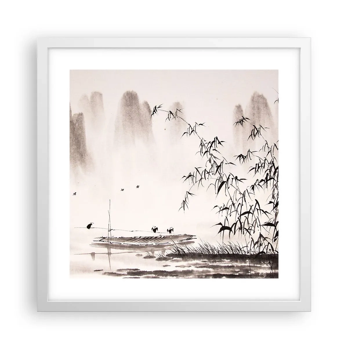 Plakat w białej ramie - Cisza ryżowych pól - 40x40 cm