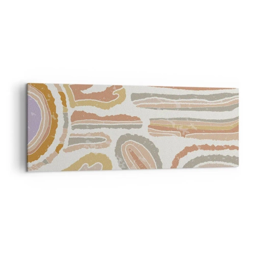 Obraz na płótnie - Kolorowe przekroje abstrakcyjnych kształtów - 140x50cm - Barwne przekroje - Nowoczesna dekoracja ścienna do salonu i sypialni ARTTOR