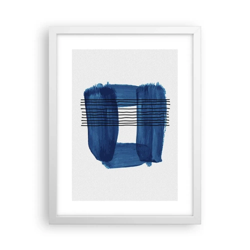 Plakat w białej ramie - Niebiesko-czarna kompozycja - 30x40 cm