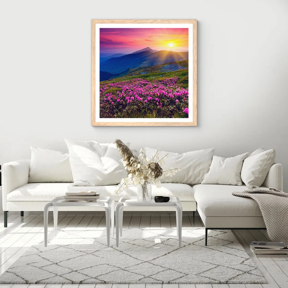 Plakat w ramie jasny dąb - … A dokoła pachnie kosodrzewina i wonieją zioła - 40x40 cm