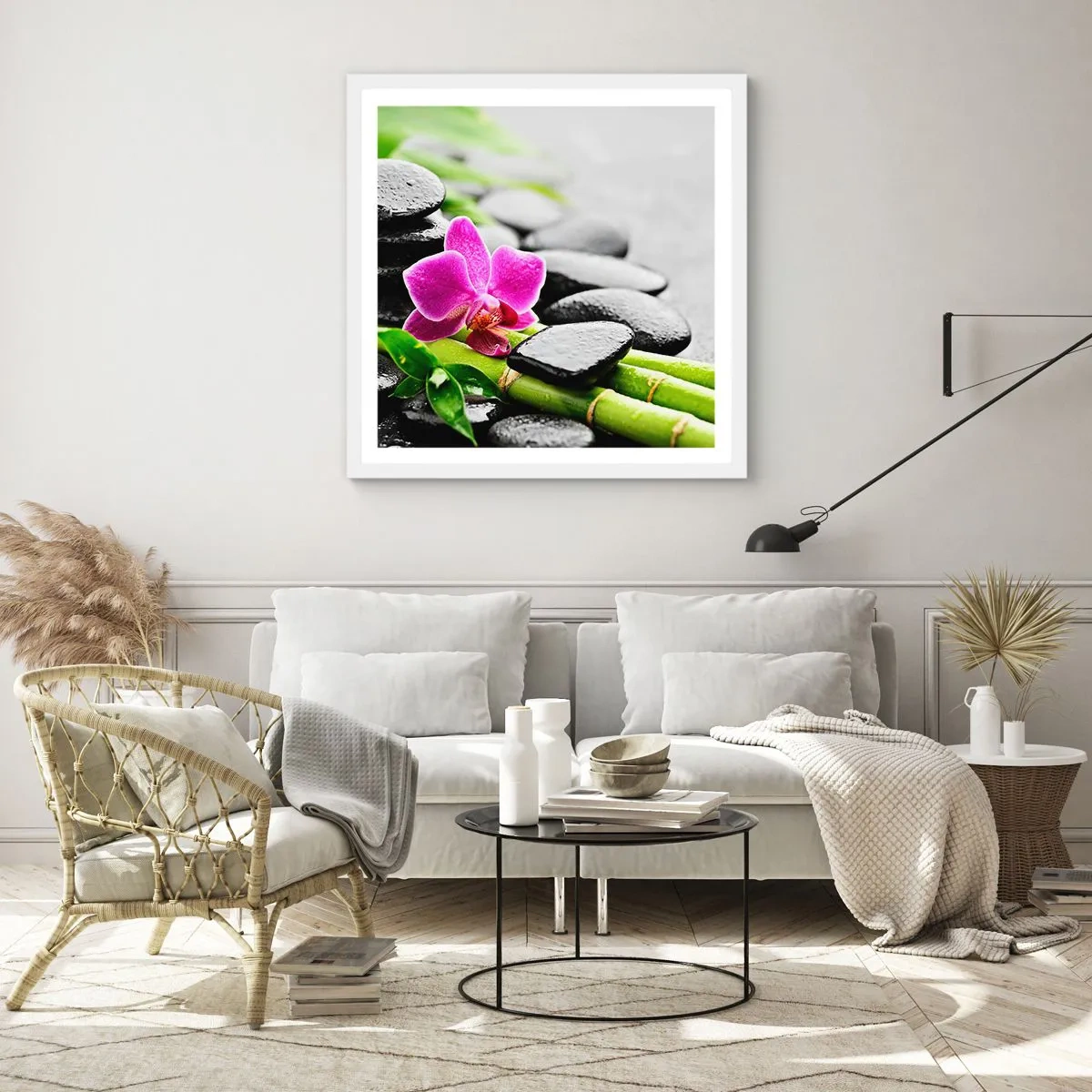 Plakat w białej ramie - W spokojnej równowadze - 30x30 cm