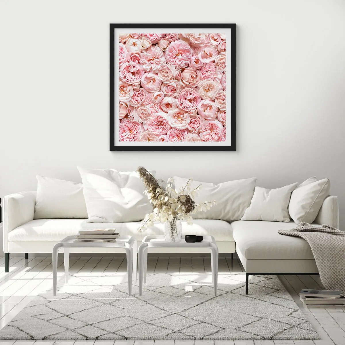 Plakat w czarnej ramie - Usłane różami - 50x50 cm