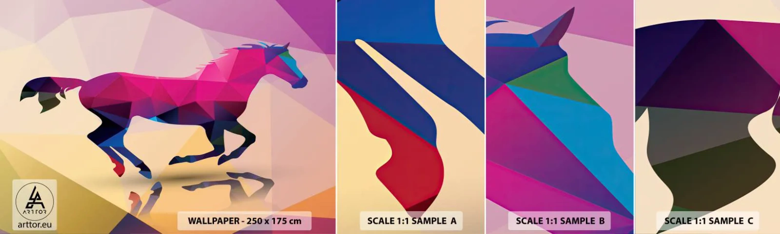 Fototapeta Próbka Standard Eco - Kubizm wciąż żywy - Zwierzęta, Koń, Figura Geometryczna - 100x30 cm