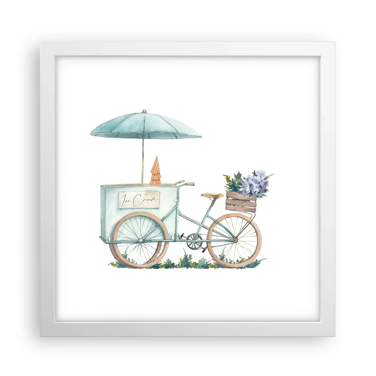 Plakat w białej ramie - Słodkie wspomnienie lata - 30x30 cm