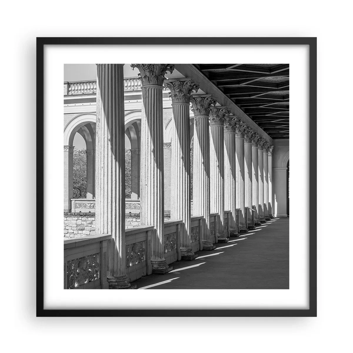Plakat w czarnej ramie - Słoneczna arkada - 50x50 cm