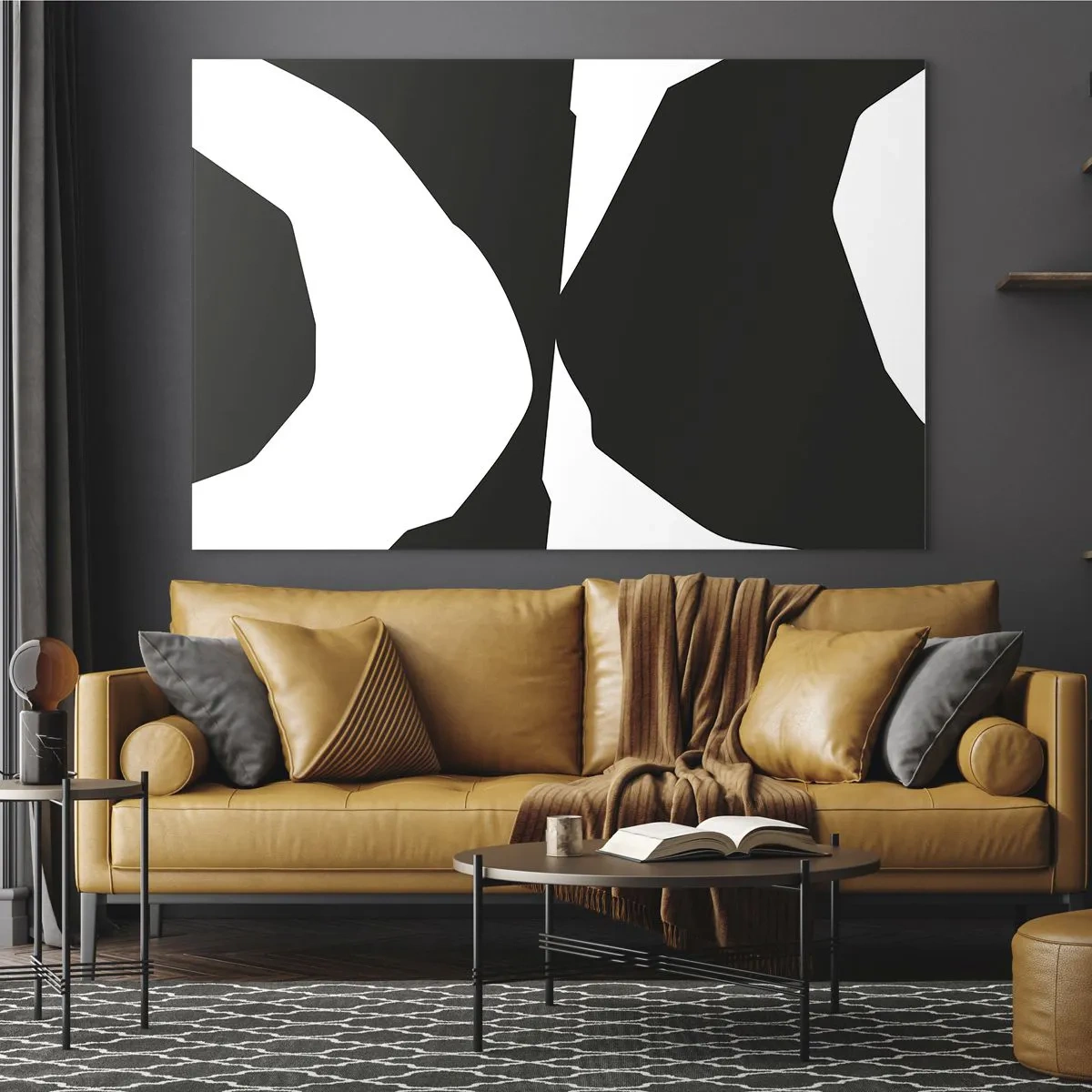 Obraz na szkle - Czarno-biała kompozycja graficzna w kontrastowym stylu pozytyw-negatyw - 70x50cm - Pozytyw -negatyw - Nowoczesna dekoracja ścienna do salonu i sypialni ARTTOR