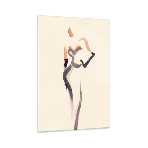 Obraz na szkle - Minimalistyczna sylwetka kobiety w eleganckiej sukni - 80x120cm - Ze złotych lat Hollywood - Nowoczesna dekoracja ścienna do salonu i sypialni ARTTOR
