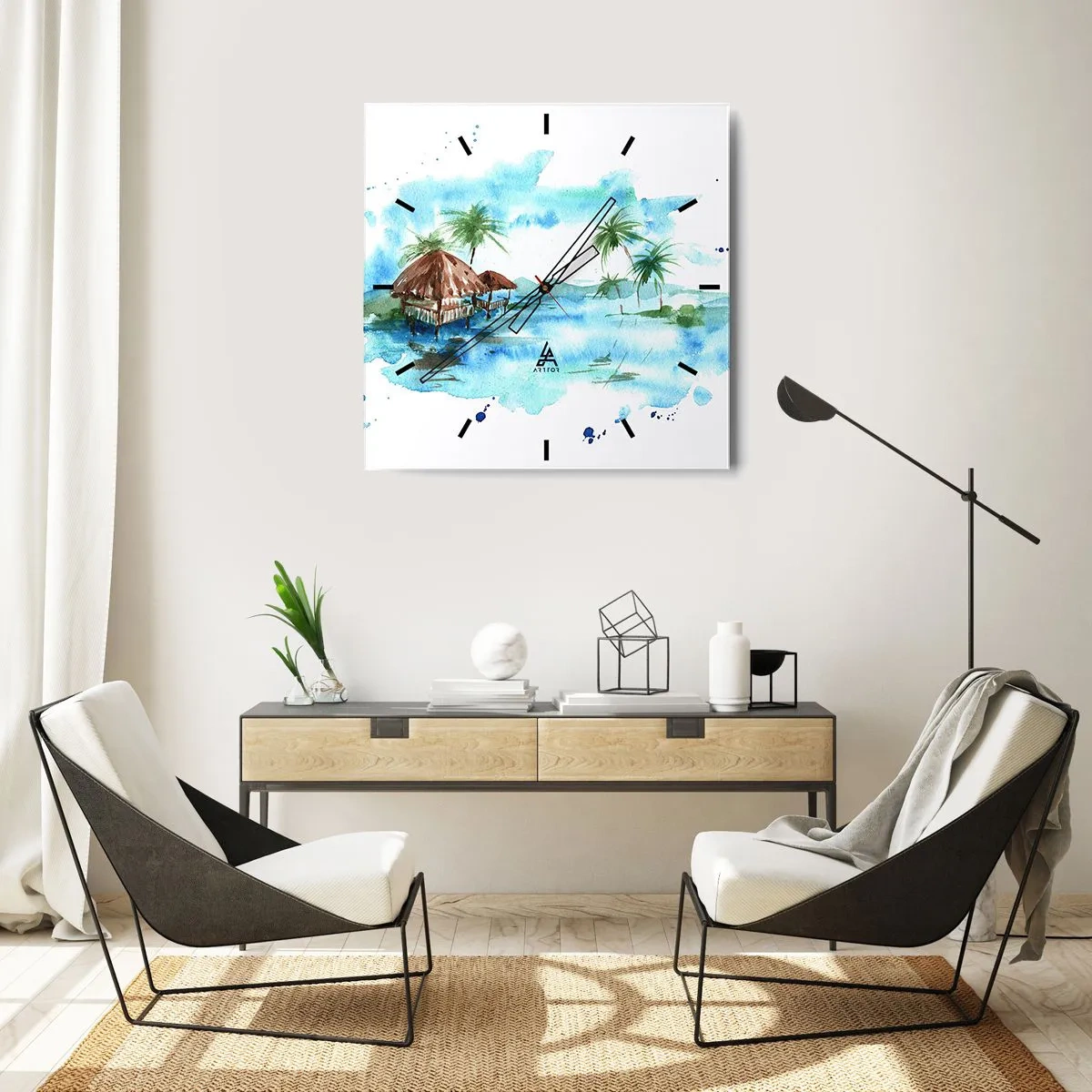 Zegar ścienny - Gdzieś na Pacyfiku - 40x40 cm