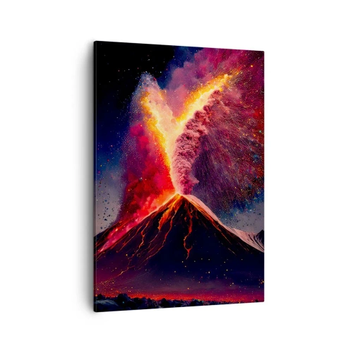 Obraz na płótnie - Erupcja wulkanu w intensywnych barwach - 50x70cm - Piękno i groza - Nowoczesna dekoracja ścienna do salonu, kuchni i sypialni ARTTOR