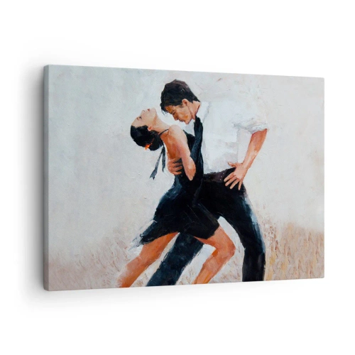 Obraz na płótnie - Para tańcząca w eleganckim, zmysłowym ujęciu - 70x50cm - Tango mych marzeń i snów - Nowoczesna dekoracja ścienna do salonu i sypialni ARTTOR