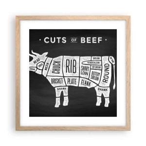 Plakat w ramie jasny dąb - Elementarz masarza - 40x40 cm