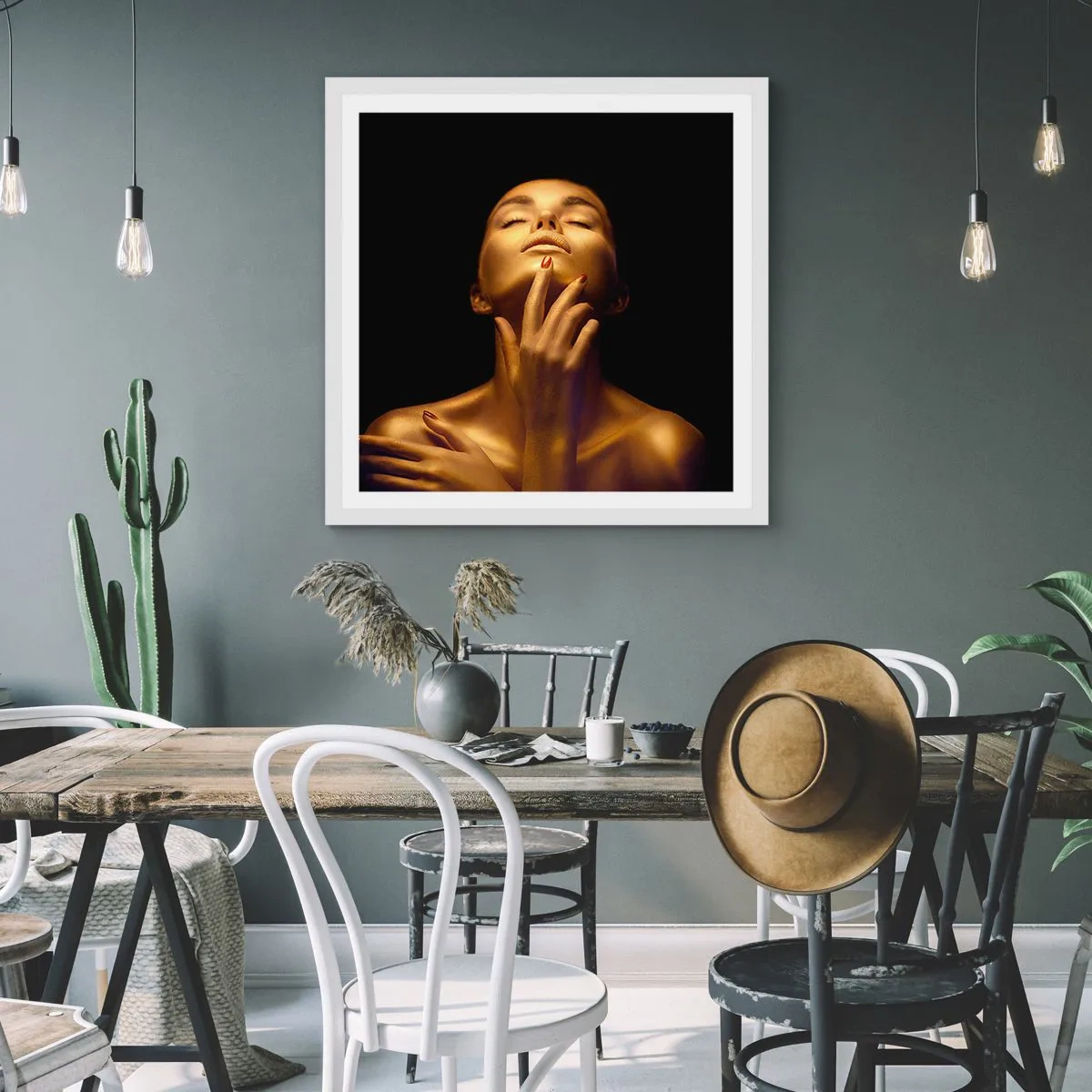 Plakat w białej ramie - Jak złoty jedwab - 60x60 cm