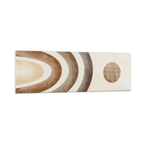 Obraz na szkle - Geometryczny motyw planetarny w odcieniach brązu - 160x50cm - W odległej galaktyce - Nowoczesna dekoracja ścienna do salonu i sypialni ARTTOR