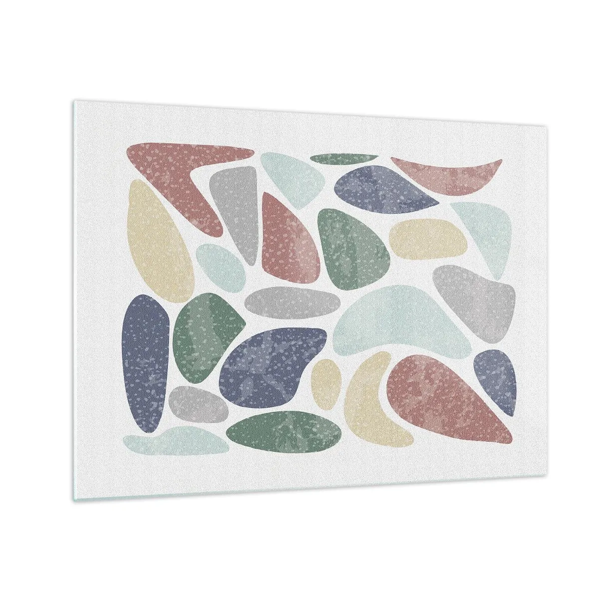 Obraz na szkle - Dekoracyjne kamienie w pudrowych kolorach w formie mozaiki - 70x50cm - Mozaika pudrowanych barw - Nowoczesna dekoracja ścienna do salonu i sypialni ARTTOR