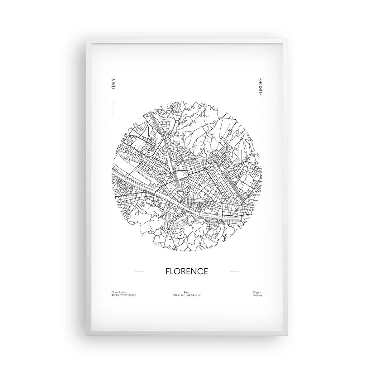 Plakat w białej ramie - Anatomia Florencji - 61x91 cm