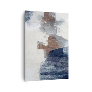Obraz na płótnie - Abstrakcyjne kształty w odcieniach błękitu i brązu - 70x100cm - Błękitno-brunatne kształty - Nowoczesna dekoracja ścienna do salonu i sypialni ARTTOR