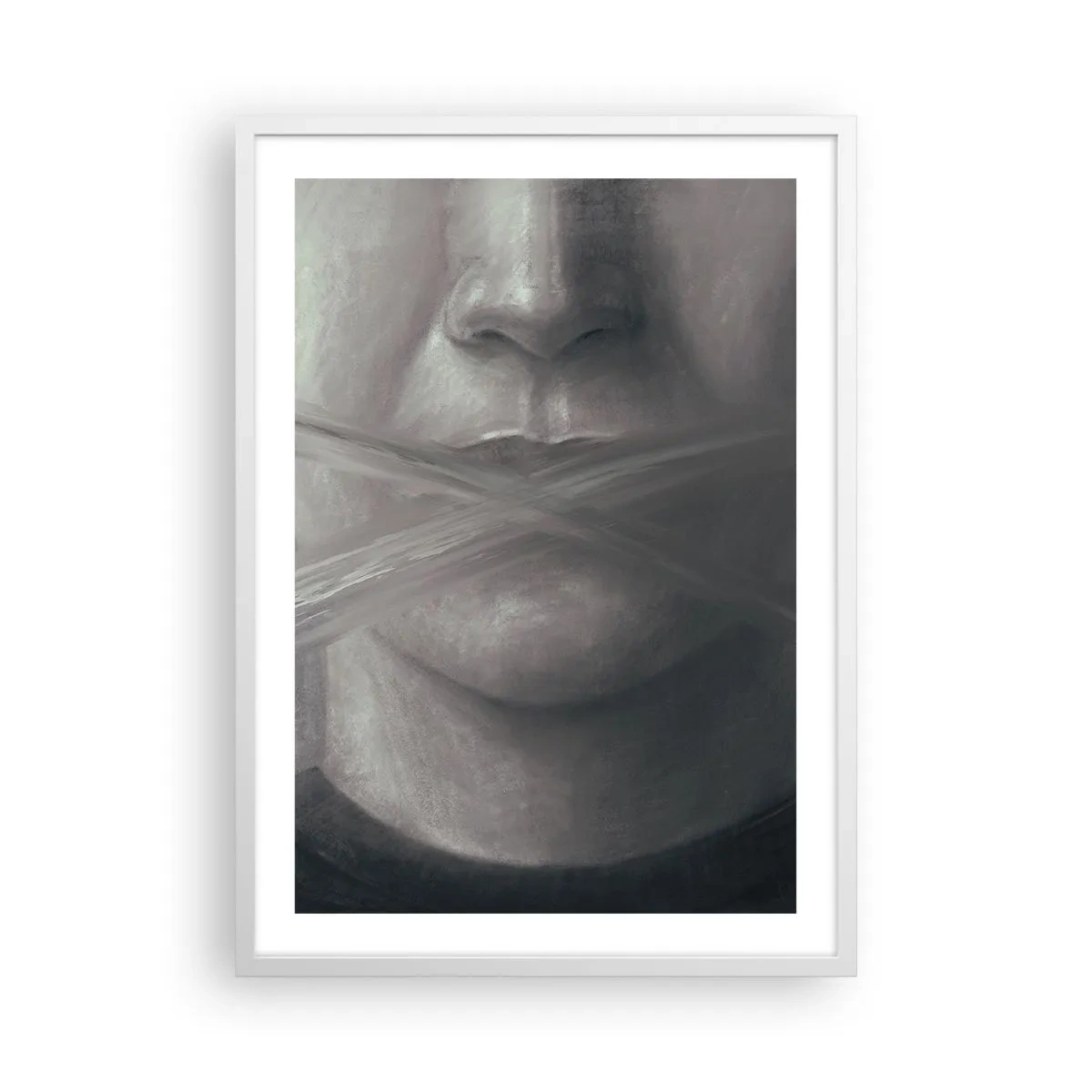 Plakat w białej ramie - Ani słowa - 50x70 cm