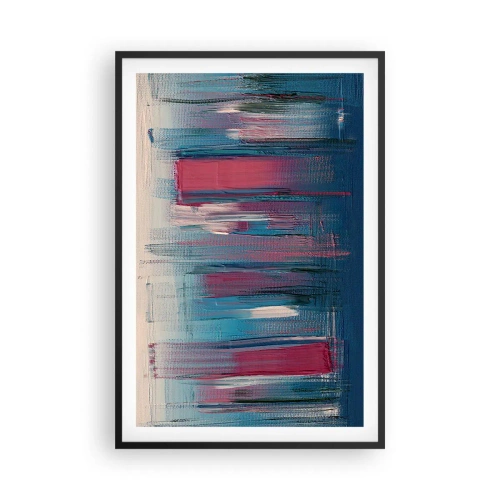 Plakat w czarnej ramie - Kompozycja wertykalna w błękicie i czerwieni - 61x91 cm
