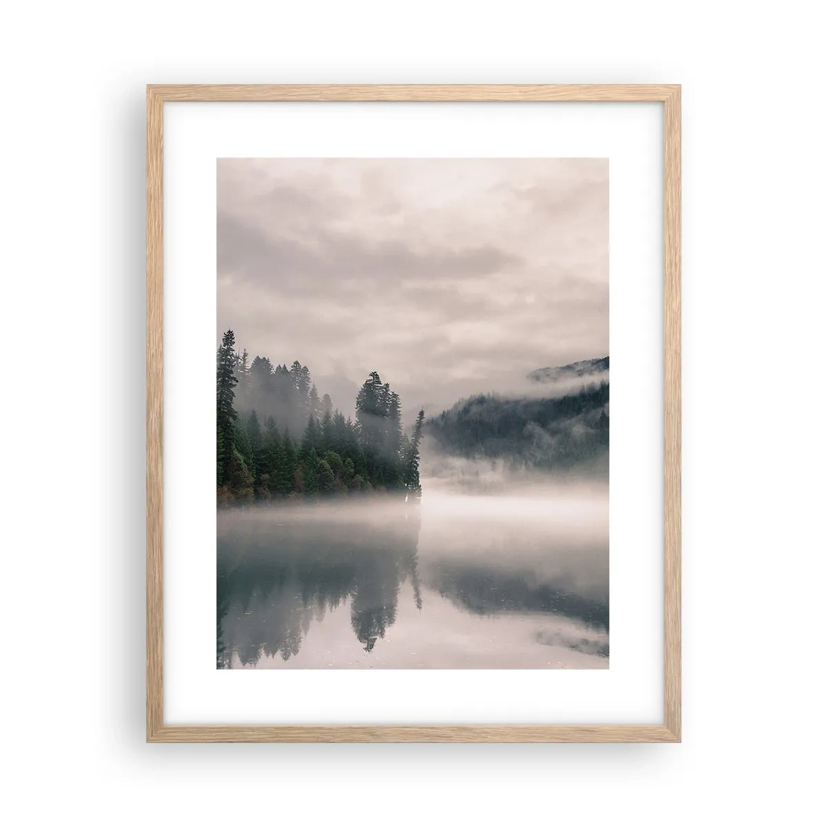 Plakat w ramie jasny dąb - W zadumie, we mgle - 40x50 cm