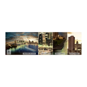 Fototapeta Próbka Samoprzylepna Deluxe Sticker - Rozświetlony wieczór nad Manhatanem - Miasto, Most, Nowy York - 100x30 cm