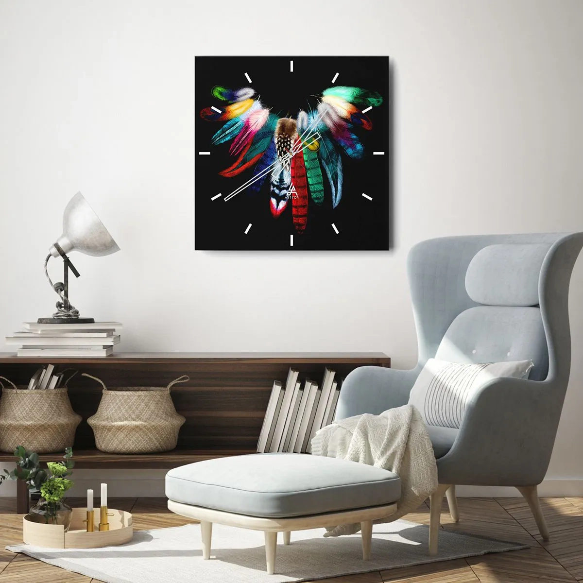 Zegar ścienny - Indiański naszyjnik - 40x40 cm