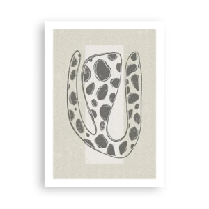Plakat - Abstrakcyjna organiczna forma w odcieniach szarości - 50x70cm - Przedziwne stworzenie - Nowoczesna dekoracja ścienna do salonu, kuchni i sypialni ARTTOR