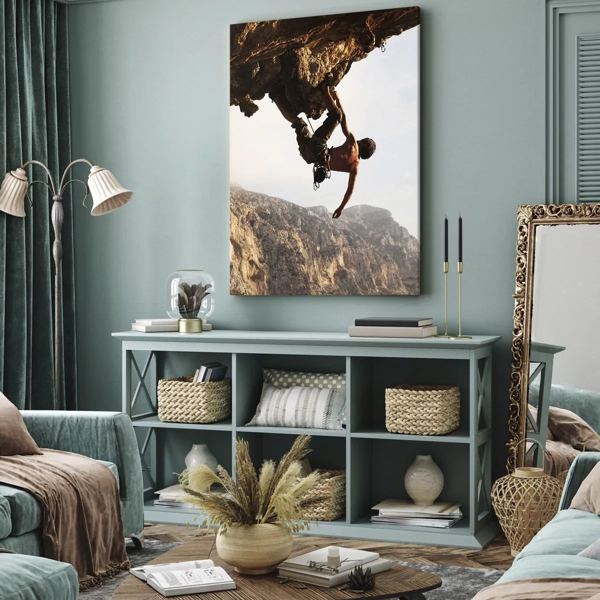 Obraz na płótnie - Świat skurczony w garści na obrywie głazu - 55x100 cm