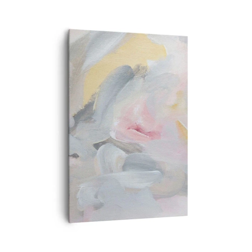 Obraz na płótnie - Abstrakcyjne pastelowe pociągnięcia w odcieniach różu i szarości - 70x100cm - W pastelowym świecie - Nowoczesna dekoracja ścienna do salonu i sypialni ARTTOR