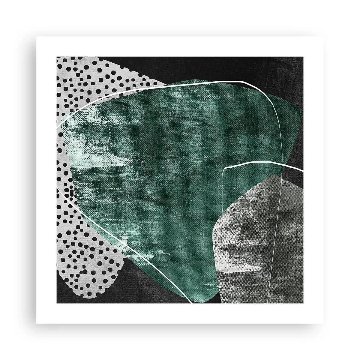 Plakat - Barwna abstrakcja z płatkiem złota - 50x50 cm