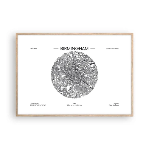 Plakat w ramie jasny dąb - Anatomia Birmingham - 100x70 cm