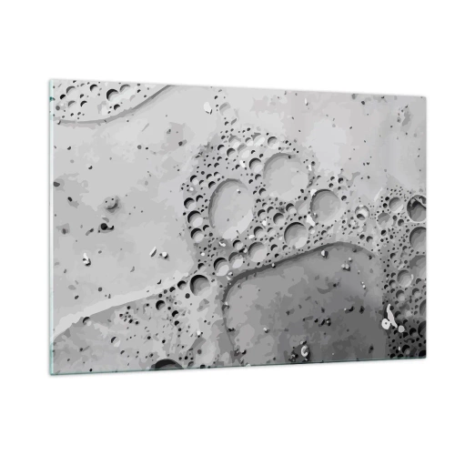 Obraz na szkle - Abstrakcyjny wzór bąbelków na powierzchni w szarych odcieniach - 120x80cm - Slad po spienionym - Nowoczesna dekoracja ścienna do salonu, kuchni i sypialni ARTTOR