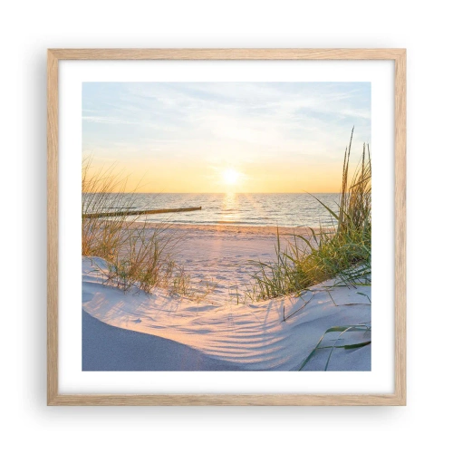 Plakat w ramie jasny dąb - Morza szum, ptaków śpiew, dzika plaża pośród traw… - 50x50 cm