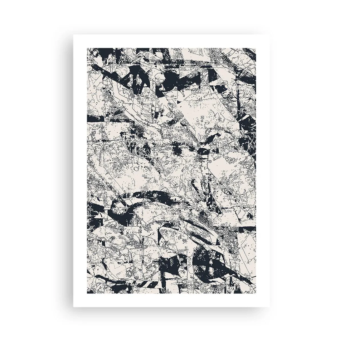Plakat - Abstrakcyjna czarno-biała kompozycja z teksturą - 50x70cm - Przenikanie przeciwieństw - Nowoczesna dekoracja ścienna do salonu, kuchni i sypialni ARTTOR