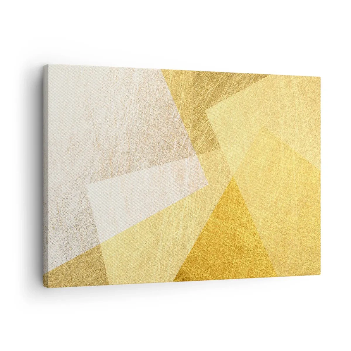 Obraz na płótnie - Geometryczne formy w złotych i jasnych odcieniach - 70x50cm - Pogoda geometrii - Nowoczesna dekoracja ścienna do salonu i sypialni ARTTOR