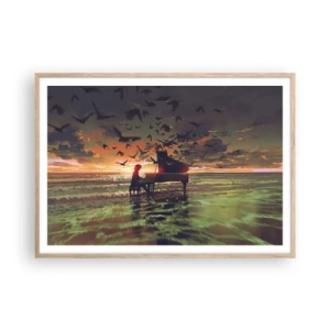 Plakat w ramie jasny dąb - Koncert na fortepian i fale - 100x70 cm