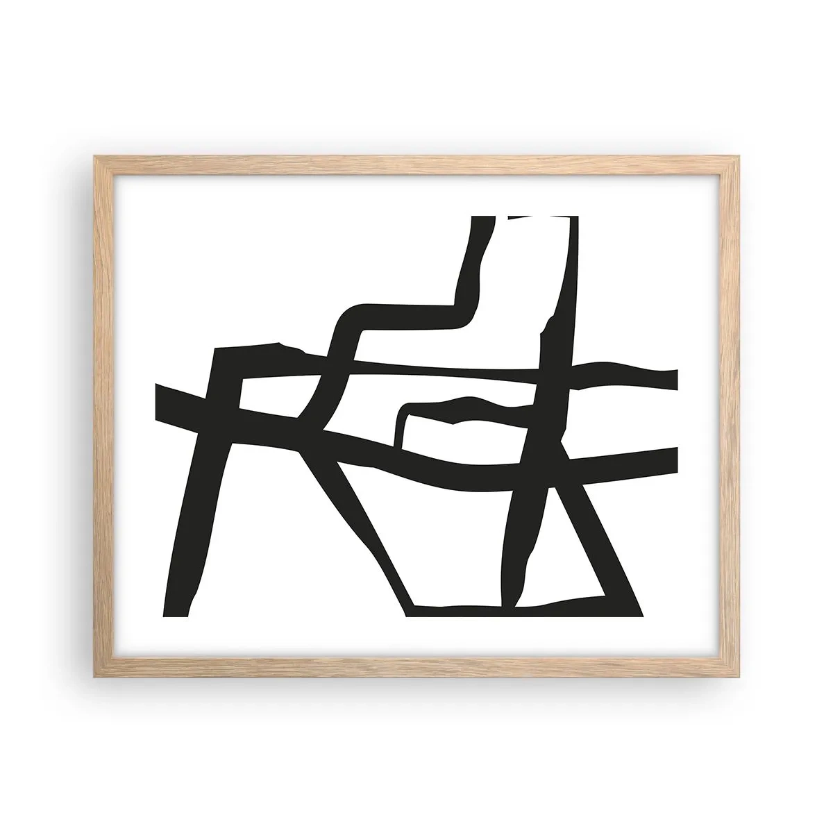 Plakat w ramie jasny dąb - Czarno-biała konstrukcja - 50x40 cm