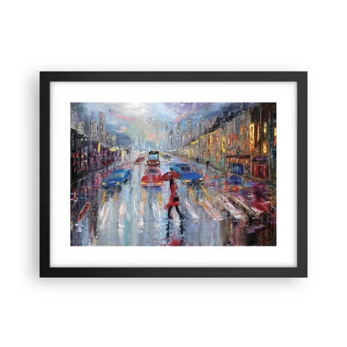 Plakat w czarnej ramie - Deszczowe popołudnie w mieście - 40x30 cm
